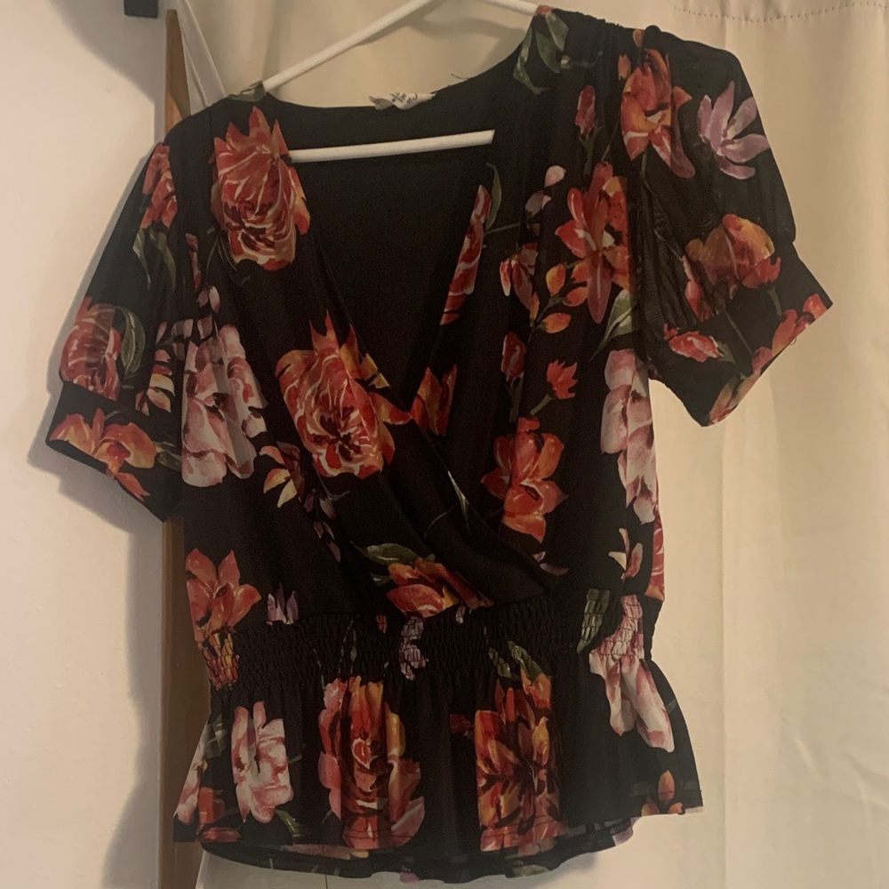 Floral V-Neck Women's Top